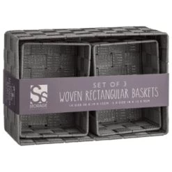 B&M Woven Storage Baskets 3pk - Silver