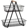 B&M Two Tier Storage Basket With Wooden Handle