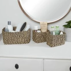 Samos Set Of 3 Storage Rope Baskets 3pk - Black