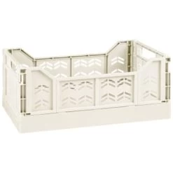 Midi Stacking Fold Flat Crate 30.6 X 20.5 X 12.6cm - Cream
