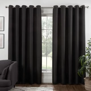 B&M Colorado Hopsack Fully Lined Black Eyelet Curtains 46 X 54"