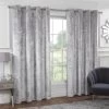 B&M Versailles Silver Crushed Velvet Fully Lined Curtains 90 X 90"