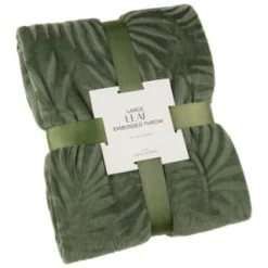 Large Leaf Embossed Green Throw